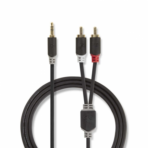 Nedis CAB-W22200 3.5mm - 2xRCA ljudkabel fr stereo i gruppen Kablar / Analoga ljudkablar hos Ljudfokus.se (176CABW22200)