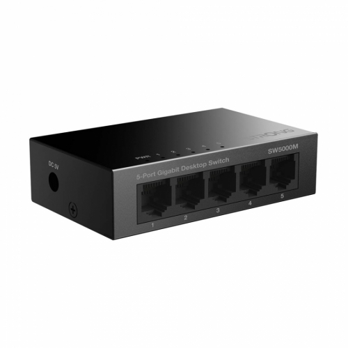 Strong SW5000M 5-Port Gigabit Metal Network Switch, svart i gruppen Installationsljud / Ntverk hos Ljudfokus.se (260SW5000M)