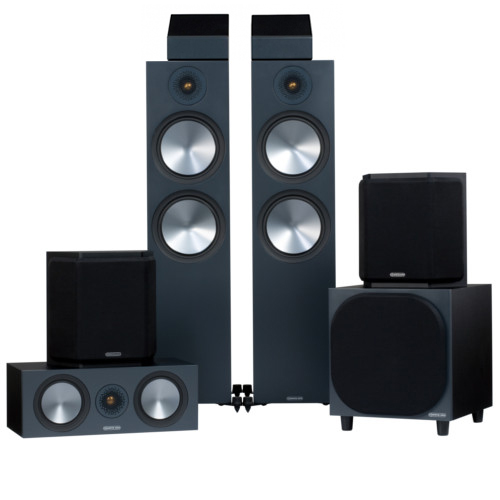 Monitor Audio Bronze 500 6G Hgtalarpaket med Dolby Atmos 5.1.2, svart i gruppen Paket / Hgtalare fr film hos Ljudfokus.se (SETB500PKT7)