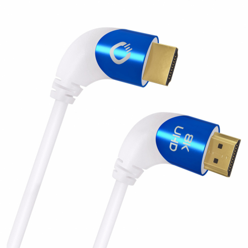 Oehlbach Shape Magic UHD90 HDMI-kabel med vinklade kontakter, vit i gruppen Kablar / HDMI-kablar hos Ljudfokus.se (VARD1C42545)