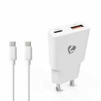 Nedis WCH-A20 GaN-väggladdare 20 Watt inkl. USB-C kabel, vit
