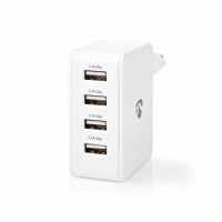 Nedis USB-A strömadapter 4 x 2.4A, vit