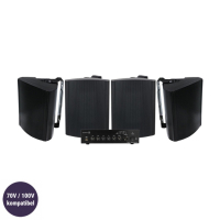 Dayton Audio DA40T med 4st Visaton WB16 Svarta, kommersiellt 100V-system